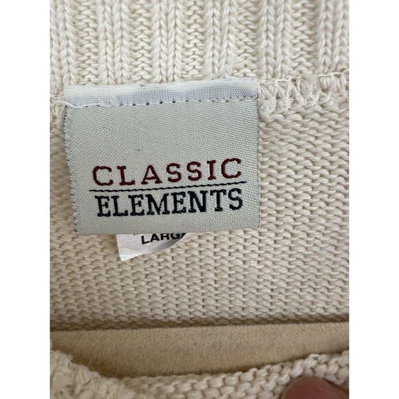 American Flag USA Made Women Knit Sweater Crewneck Cream Large Americana Classic - Picture 4 of 10